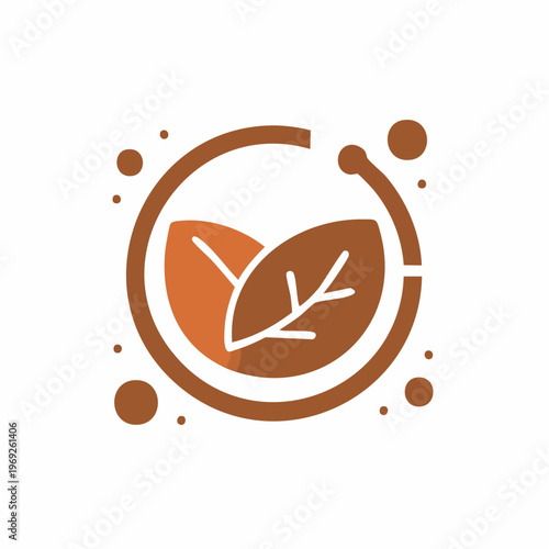 Natural elements, leaves and scientific circles symbolizing ecology and biology, perfect for environmental or research projects