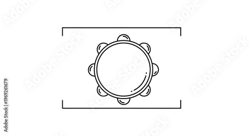 Minimalist Tambourine Outline Icon for Musical Instrument Graphics and Design Projects