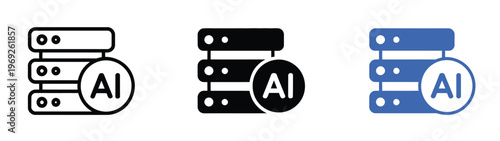 Canvastavla AI, server and data center technology icon illustrating cloud, digital infrastructure, network, storage, and computing systems in modern artificial intelligence concept design