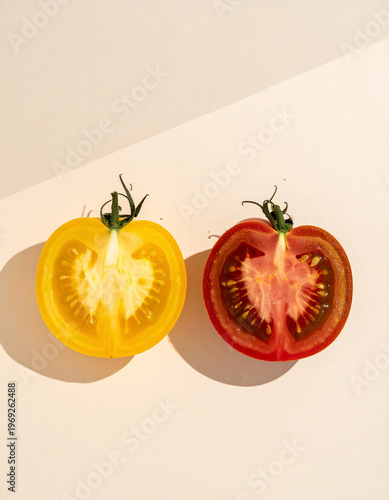 Symmetrical heirloom tomato slices