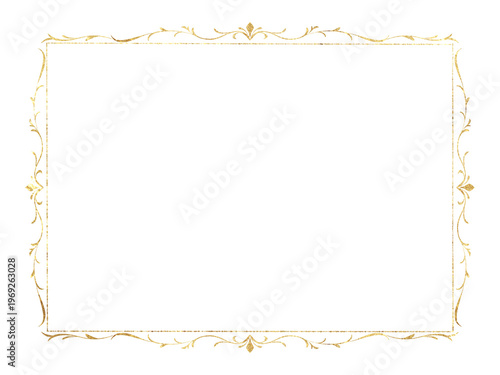 ゴールドラインのエレガントでおしゃれなフレームイラスト素材