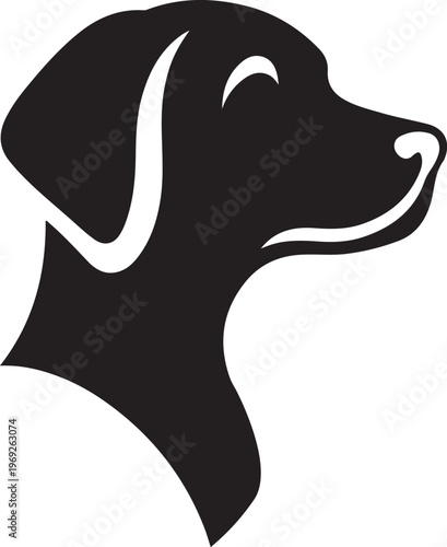Silhouette of a dog with floppy ears and a long snout in profile view Vector, illustration