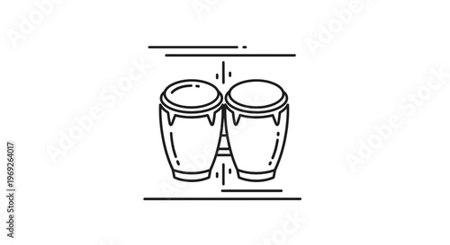 Clean linear depiction of twin percussion instruments embodying sound and rhythmic essence