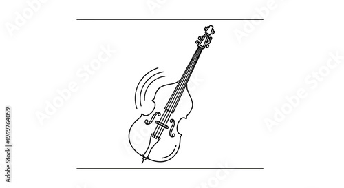 Classic string instrument illustration, a contrabass creating melodic vibrations, simple graphic