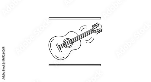 Stylized musical instrument outline with vibrating sound waves for creative projects and modern