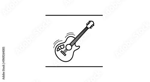 Dynamic acoustic guitar icon illustration for music applications and educational materials