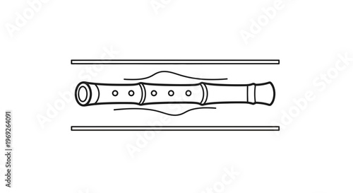 Elegant monochrome contour depiction of a classic wind pipe instrument for musical expression and