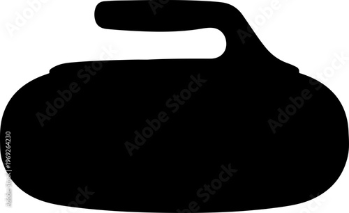 Black curling stone, curling icon, sports vector, winter games symbol