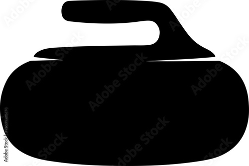 Black curling stone vector, curling rock icon, sports equipment symbol, winter sport