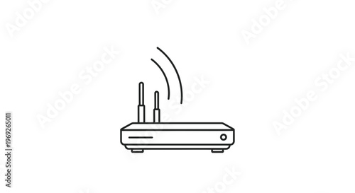 Simple linear graphic of a high-speed wireless router with radiating signal waves