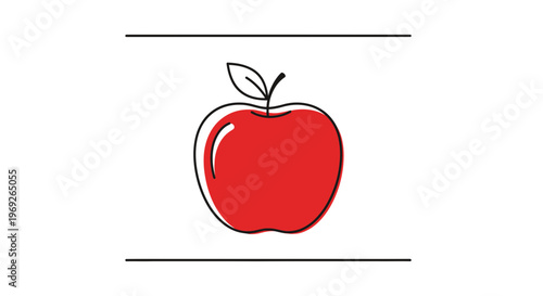 Stylized fresh red fruit icon design with elegant simple contours and vibrant color