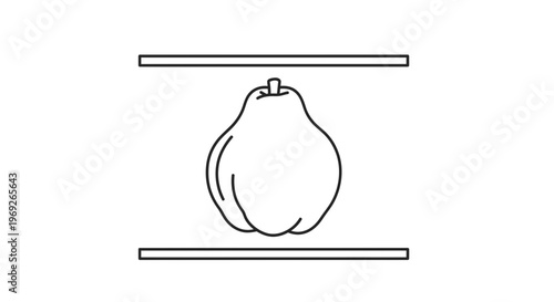 Minimalist fruit illustration with clean lines, showcasing a ripe pear design between elegant