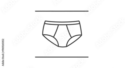Minimalist line art illustration of classic men's briefs, representing essential apparel comfort