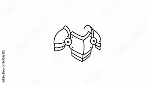 Medieval Knight Armor Chestplate and Pauldrons, Line Art Icon