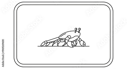 Simple Line Art Crab Illustration on White Background
