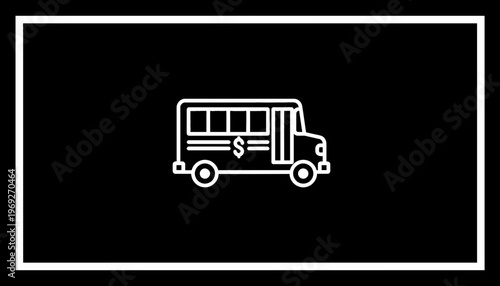 School Bus with Dollar Sign Icon: Education Funding and Transportation Costs Concept