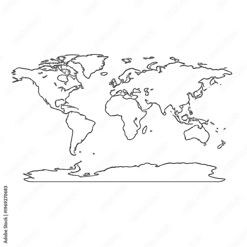 Fototapeta premium minimalist world map outline, world map vector, simple world map design, global map outline, minimal map illustration, earth map outline, world atlas vector, map line art, clean map design, global out