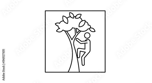 Person Climbing Tree Silhouette Icon