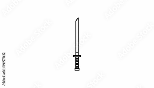 Minimalist Samurai Sword Icon Vector Illustration