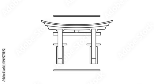 Minimalist Torii Gate Icon: Japanese Tradition and Spirituality Symbol