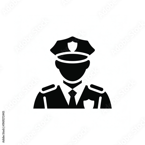 Simple black silhouette of a police officer s head and shoulders