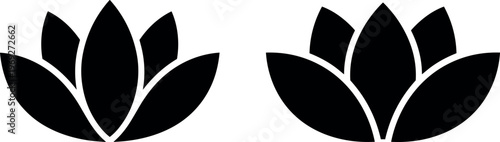 Lotus flower silhouette set with minimalist floral design in black vector style