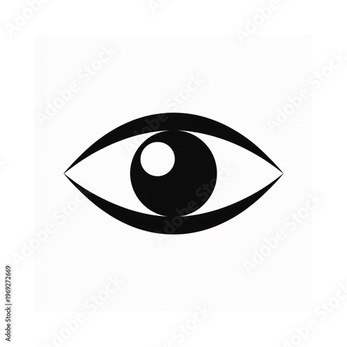 A stark black and white illustration of a single human eye