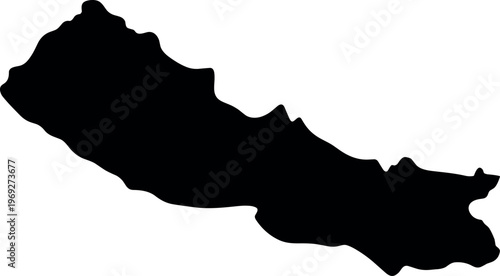 Nepal map silhouette with minimalist black geographic outline vector illustration
