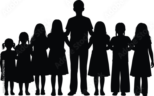 Diverse group of children standing together in unity and friendship