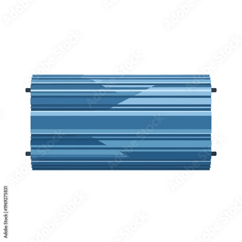 Blue Metallic Industrial Heat Sink Vector Illustration, Electronic Component Cooling Device Graphic for Hardware Engineering and Computer Technology Projects