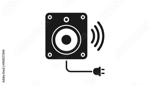 Speaker Audio System Vector Illustration, Flat Style Graphic Icon for Sound and Multimedia Technology