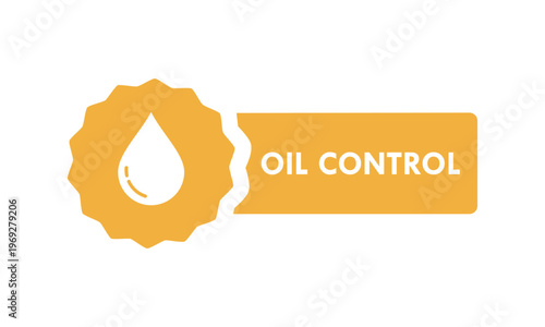 Oil control product label featuring a liquid drop icon in circle stamp style. Professional vector design for skincare, cosmetics, and facial treatment branding