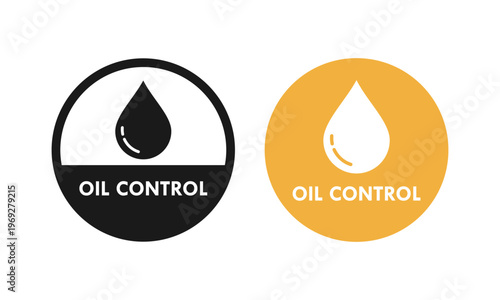 Oil control product label featuring a liquid drop icon in circle stamp style. Professional vector design for skincare, cosmetics, and facial treatment branding