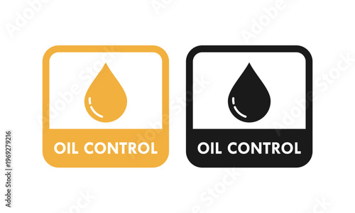 Oil control product label featuring a liquid drop icon in circle stamp style. Professional vector design for skincare, cosmetics, and facial treatment branding