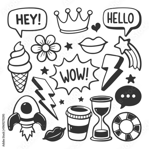 Doodle Icons. Fun, Quirky Hand-Drawn Elements for Creative Projects