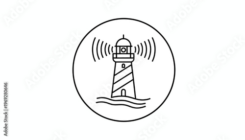 Lighthouse Beacon Signal Icon, Navigation Aid, Coastal Safety, Maritime Symbol