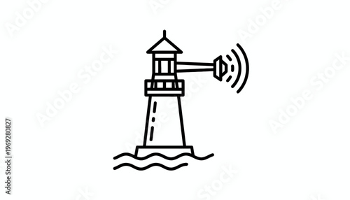 Lighthouse Beacon Signal, Navigation Aid, Maritime Safety, Coastal Landmark, Ocean Waves