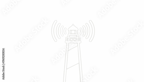 Lighthouse broadcasting signal, communication tower, navigation beacon, maritime safety, broadcasting tower