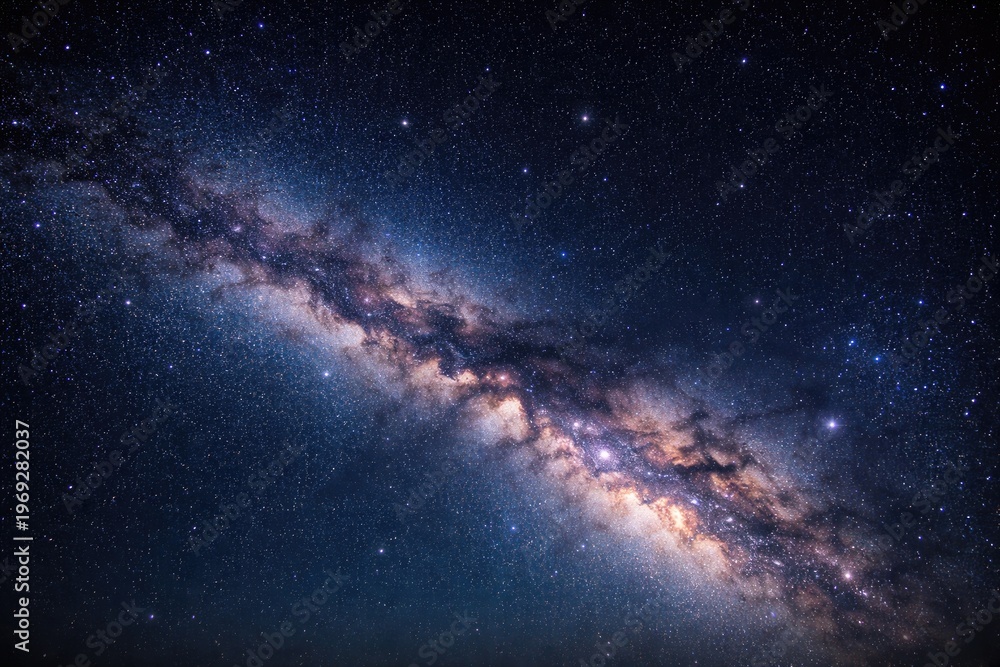 Fototapeta premium Beautiful Milky Way galaxy visible in clear night sky horizontal composition