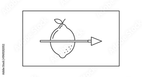 Lemon pierced by arrow, symbolizing challenge, goal, or overcoming obstacles.