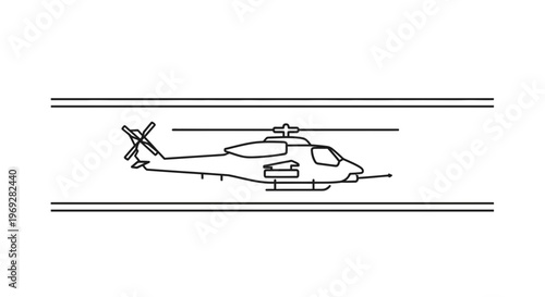 Helicopter on Runway, Aviation, Military Aircraft, Transportation, Vector Art