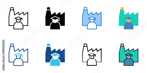 Industry exposure icons set multiple style collection. Editable stroke 

