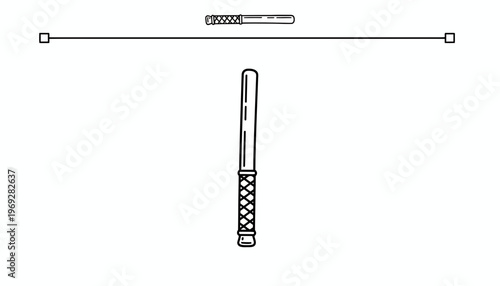 Illustration of a police baton, nightstick, or truncheon, a blunt weapon used for self-defense or law enforcement.