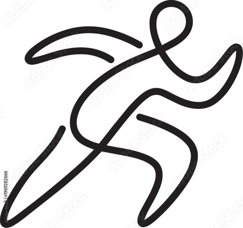 Continuous line art vector illustration of a running man representing speed and fitness concept