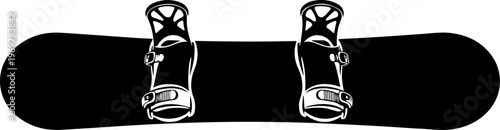 Black snowboard, snowboard equipment, winter sports gear, vector illustration