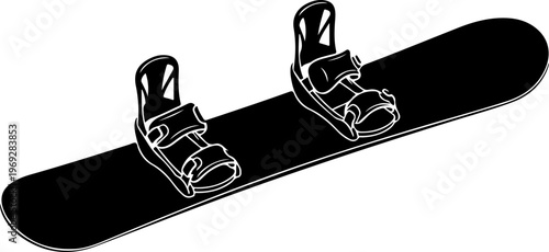 Black snowboard, snowboard equipment, winter sports gear, vector illustration