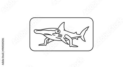 Hammerhead Shark Walking on Legs, Surreal Creature Illustration