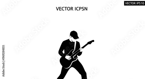 Musician Playing Electric Guitar, Silhouette of Rock Star Performing on Stage