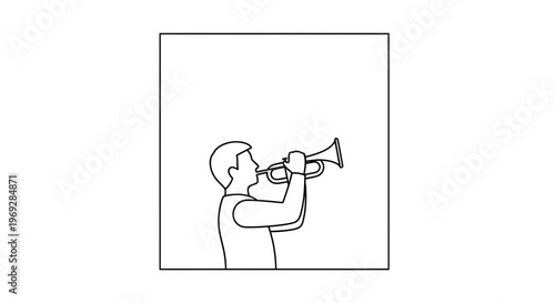 Musician Playing Trumpet - Line Art Illustration