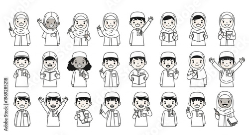 Collection of cartoon characters in various poses and expressions.